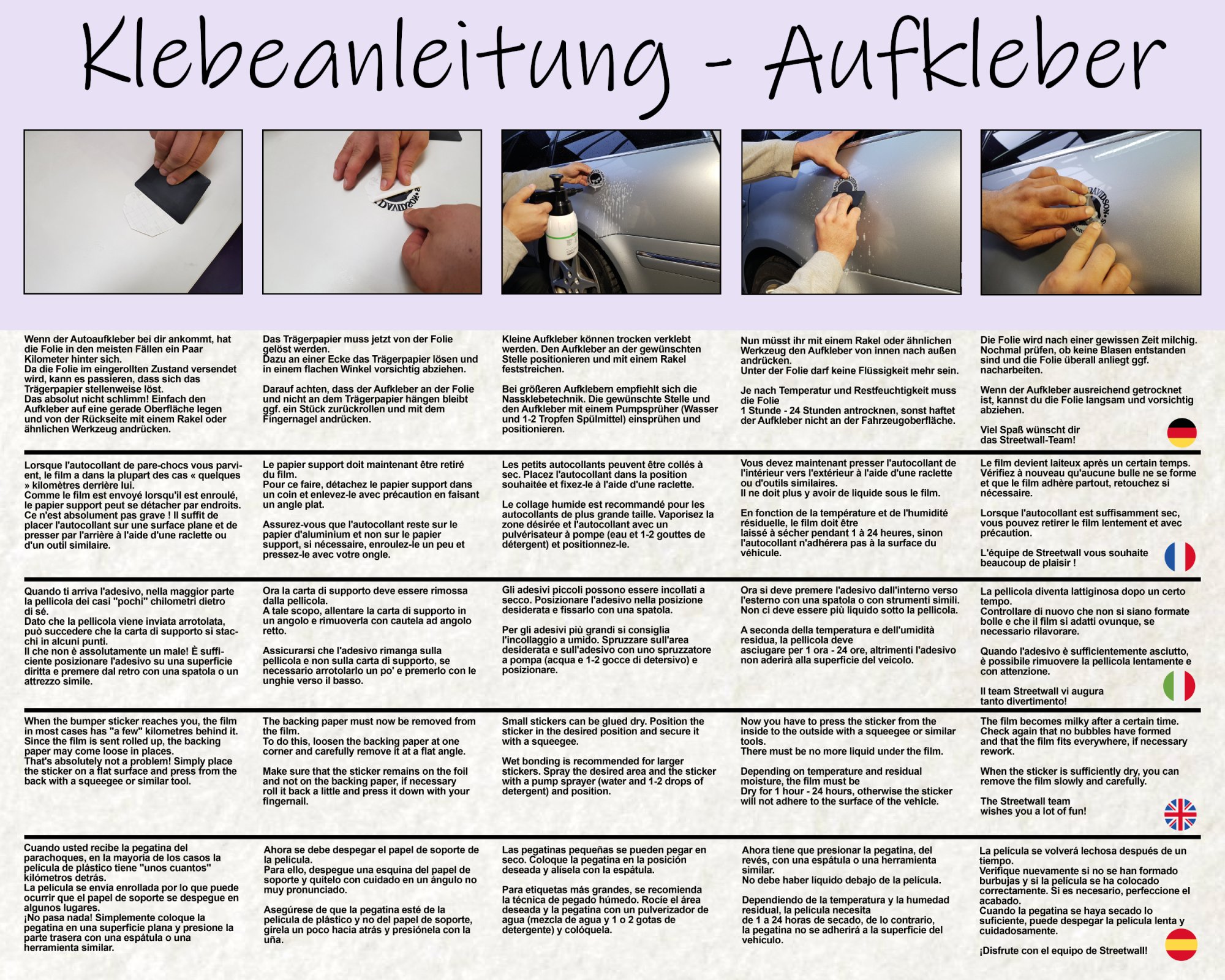 Klebeanleitung Aufkleber